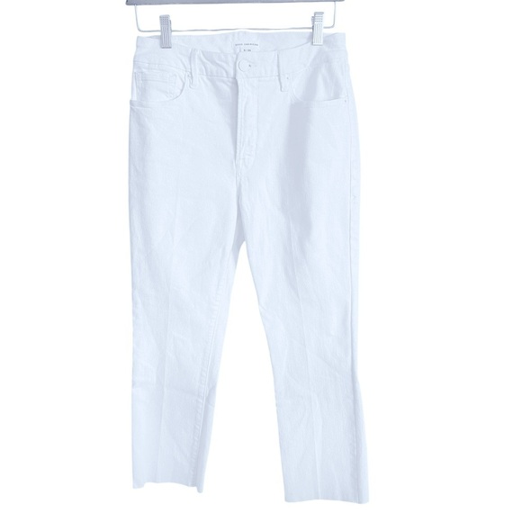 Good American White Denim Jeans High Waisted Straight Legs Raw Hem Size 8 - Picture 11 of 13